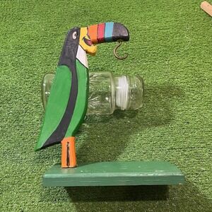 Vintage wooden banana holder hanger kitsch Homemade Kitchen Decor 1960s Toucan